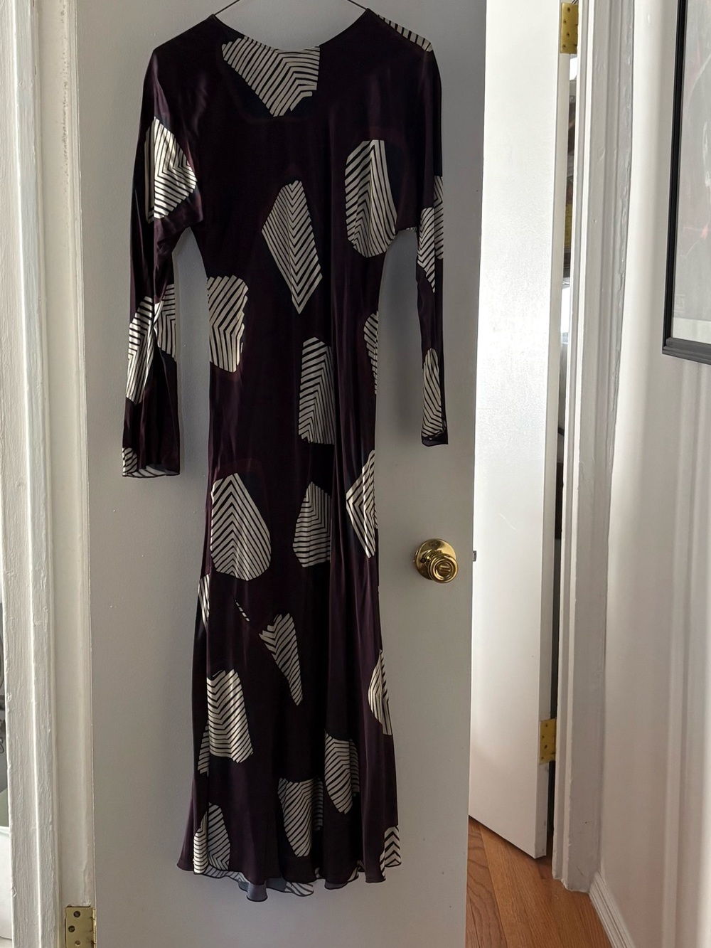 Zara Long Sleeve Satin Pattern Midi Dress